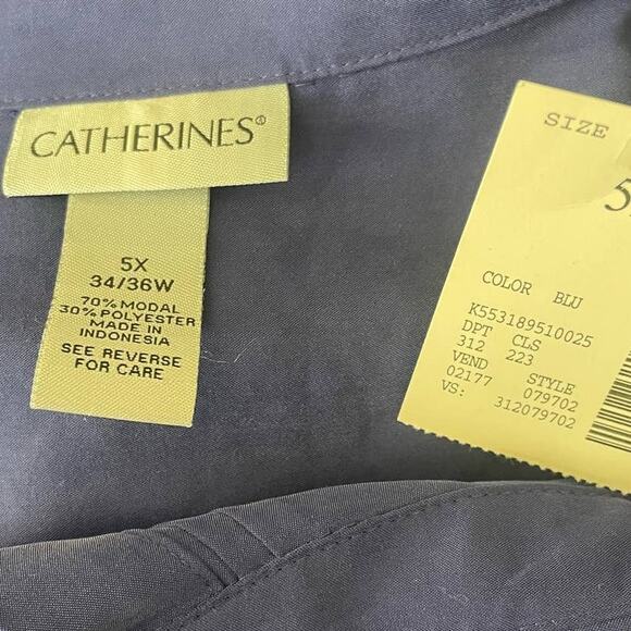 Catherines Women Tunic Top 32 Royal Blue Button Up Career Workwear Classic NEW - Picture 2 of 9